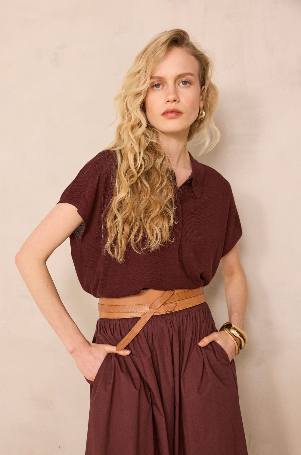 Pull manches courtes PAIGE;${refinementColor}