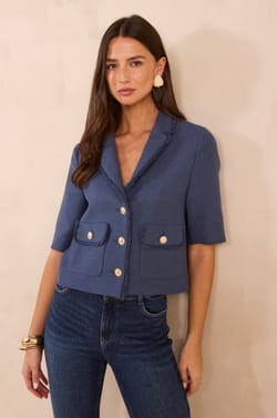 Veste de tailleur tweed en coton m&eacute;lang&eacute; VALENCE;${refinementColor}