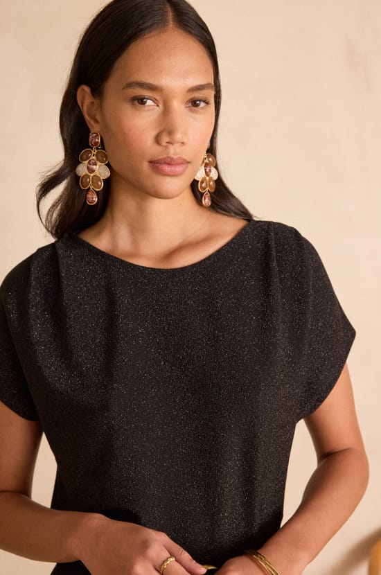 T-shirt &agrave; paillettes FAME;${refinementColor}