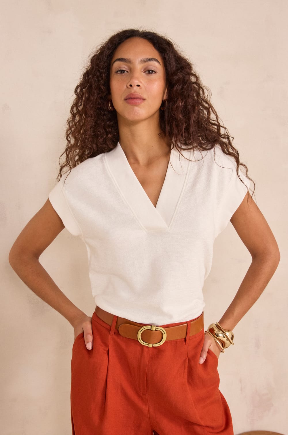 T-shirt manches courtes en coton Lys;${refinementColor}