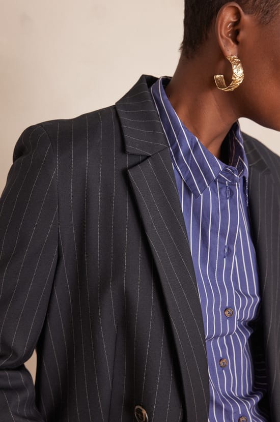 Veste tailleur FLORINE ray&eacute;e;${refinementColor}