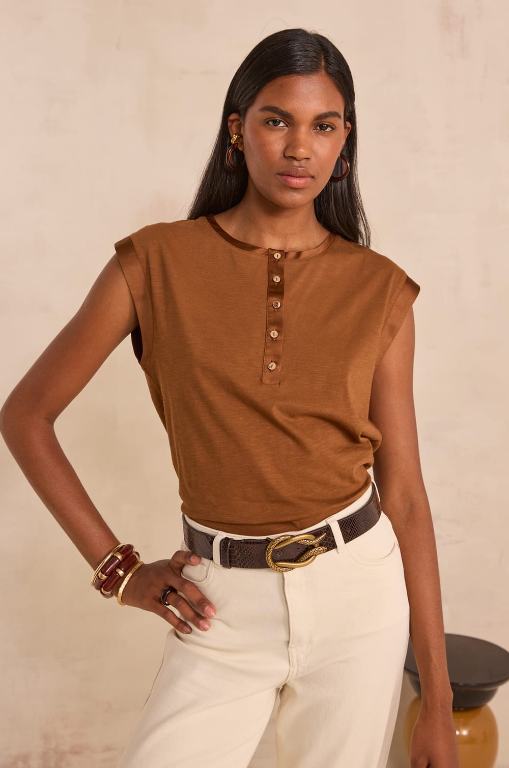 TERENCE cotton sleeveless T-shirt;${refinementColor}