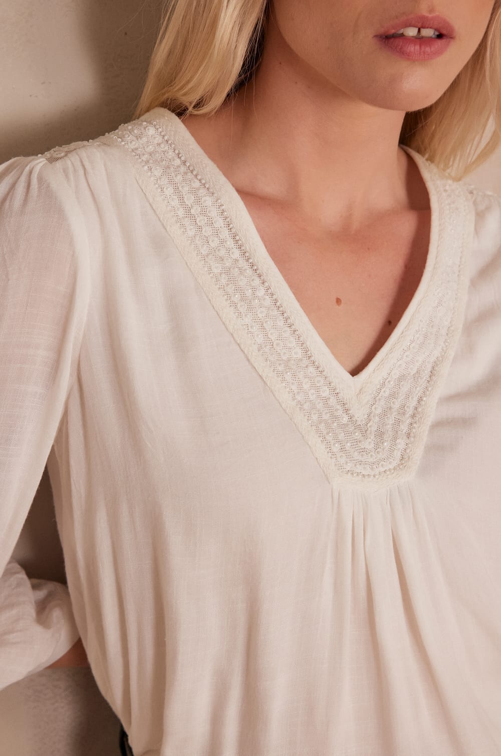 TAYLOR embroidered blouse;${refinementColor}