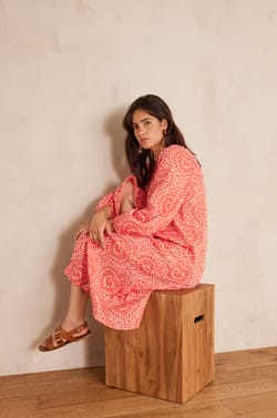 Vestido largo ROMANA de algod&oacute;n;${refinementColor}