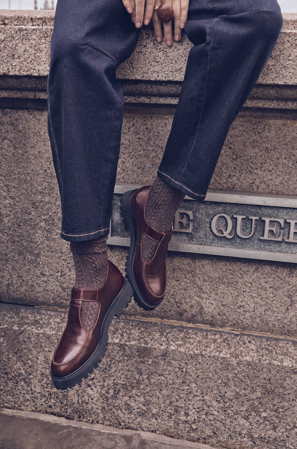 Flat leather derbies ORPHEE;${refinementColor}