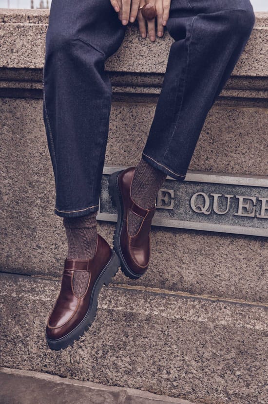 Flat leather derbies ORPHEE;${refinementColor}