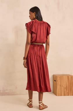 JULIANA satin midi skirt;${refinementColor}