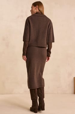 Straight chocolate wool sweater VALENTINE;${refinementColor}