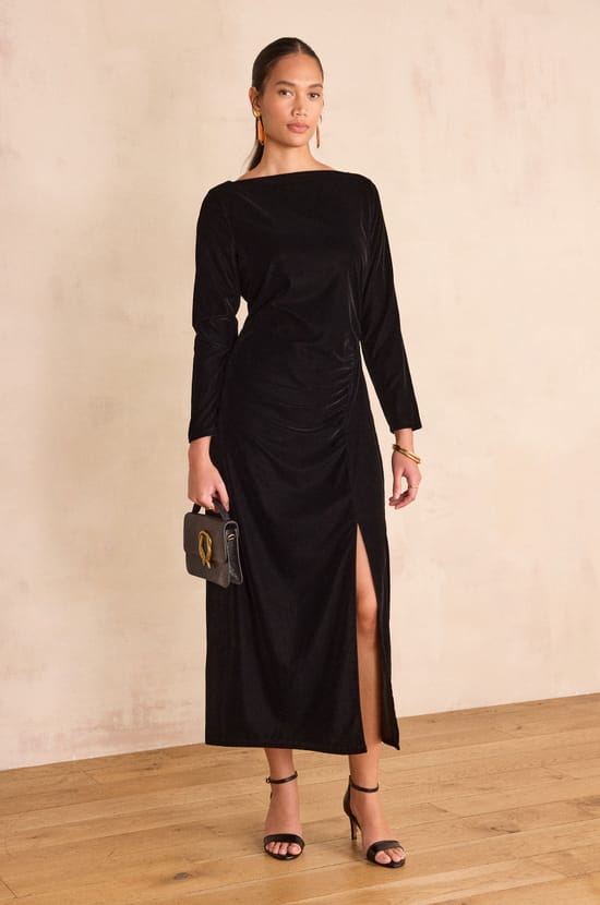 RAFAELA long velvet Dress;${refinementColor}