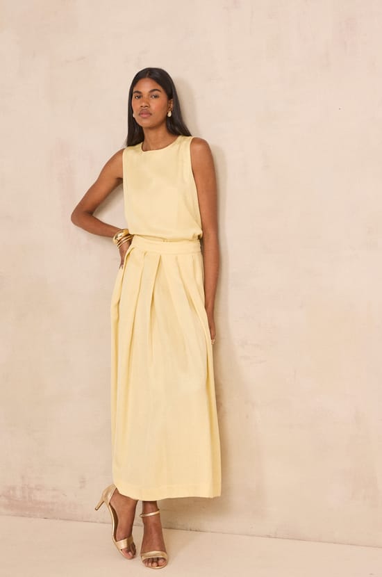 Sparkling flowy long skirt;${refinementColor}