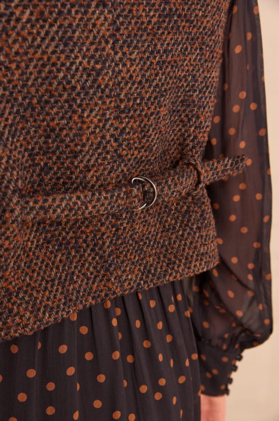 Sleeveless tweed vest in blended wool PHARELL;${refinementColor}