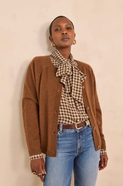 Brown long-sleeved cashmere sweater BILLY;${refinementColor}