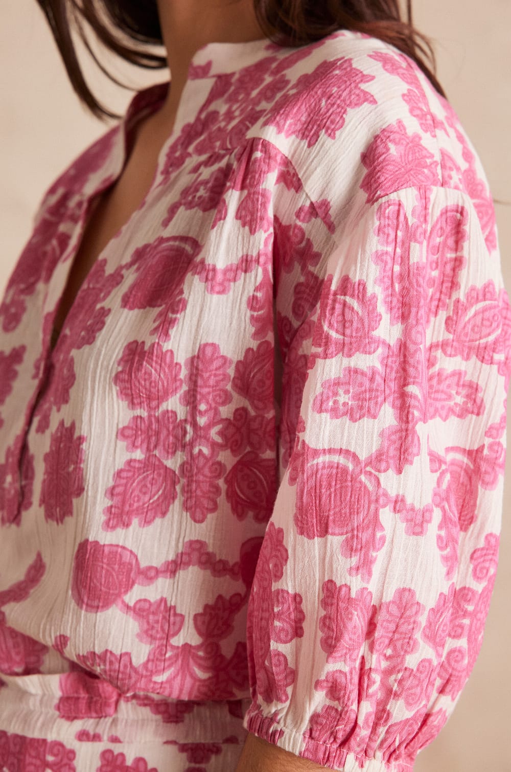 Blouse SUN en coton imprim&eacute; fleuri;${refinementColor}
