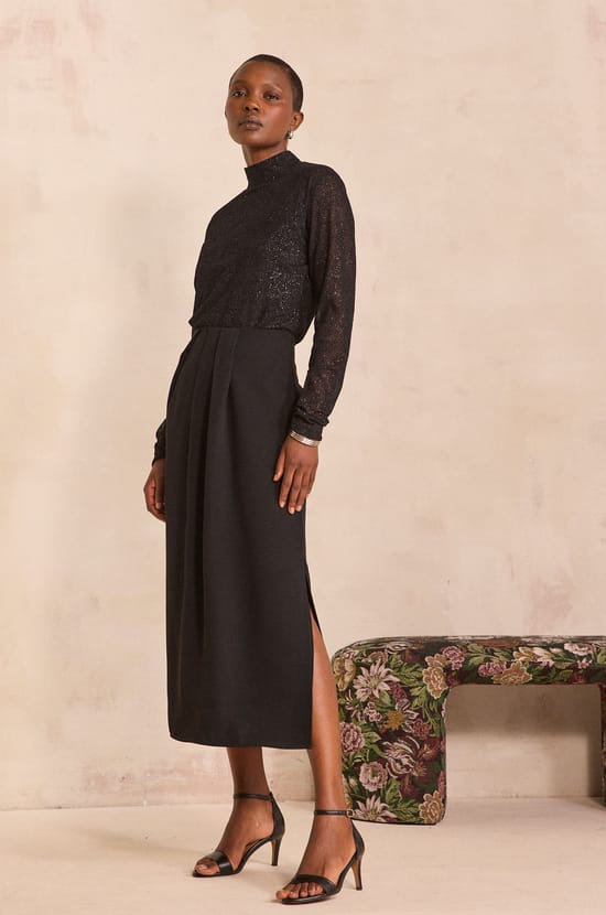 Pleated midi skirt VOYAGE ;${refinementColor}