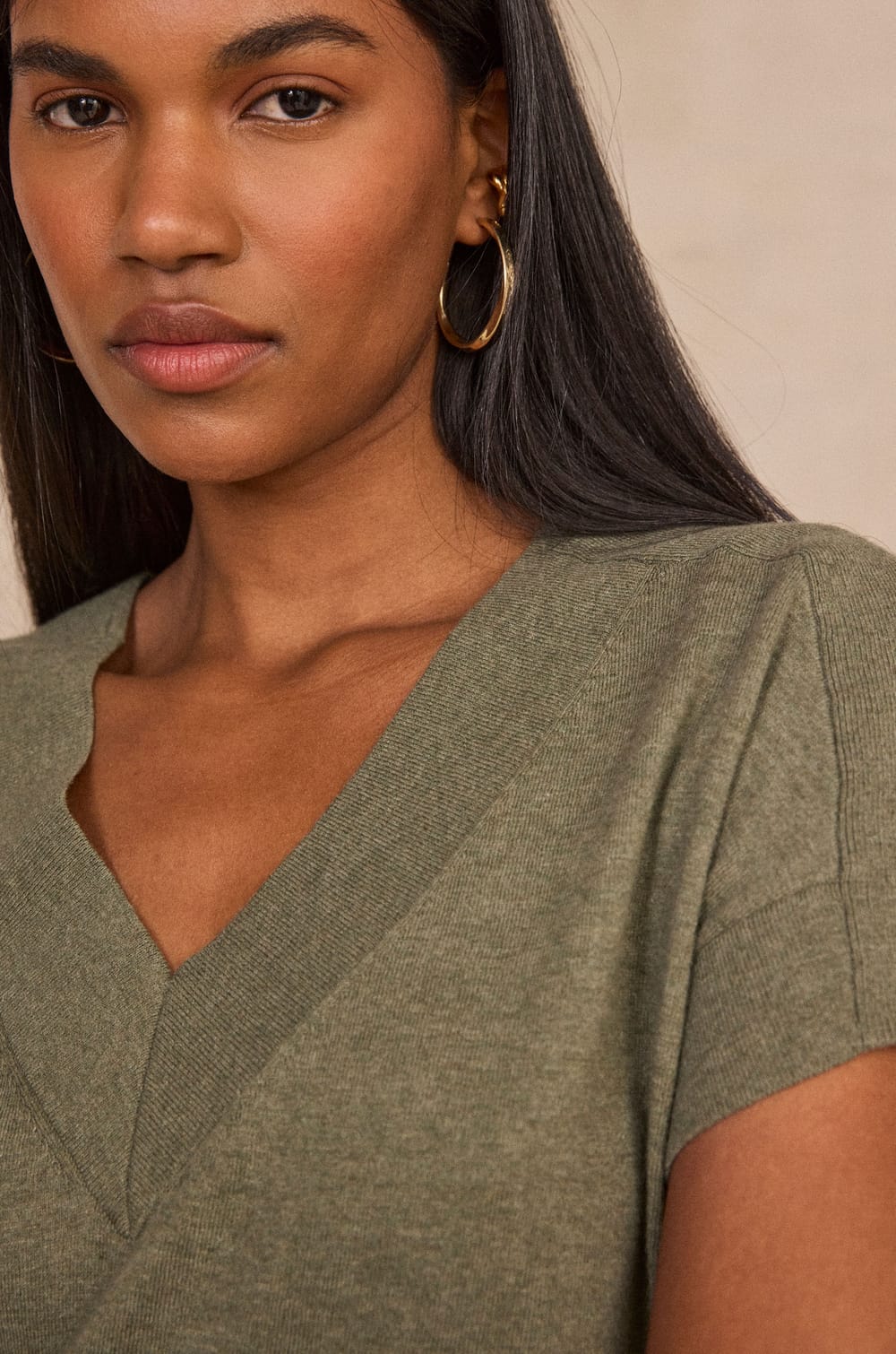 Pretty short sleeve cotton top;${refinementColor}