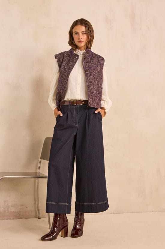 Wide cotton blend pants SYDNEY;${refinementColor}