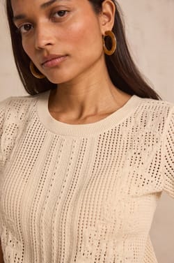 Short-sleeved cotton crochet top PHILIPPINE;${refinementColor}