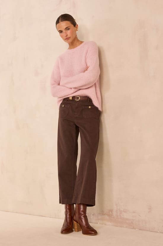 Wide cotton blend trousers MAE;${refinementColor}