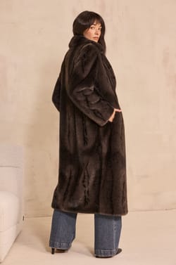Charcoal coat with fur effect CLARISSE;${refinementColor}