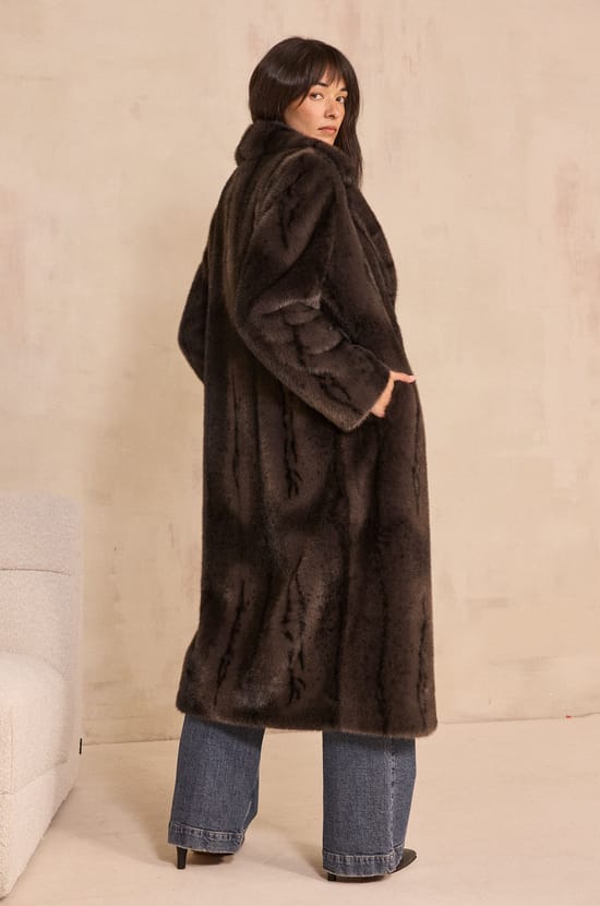 Charcoal coat with fur effect CLARISSE;${refinementColor}