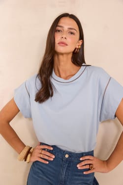 Short-sleeve cotton T-shirt LOUISE;${refinementColor}