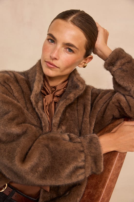 CYNTHIA fur effect coat;${refinementColor}