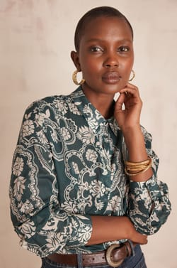 COLETTE blouse 100% cotton floral print;${refinementColor}