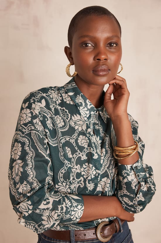 COLETTE blouse 100% cotton floral print;${refinementColor}