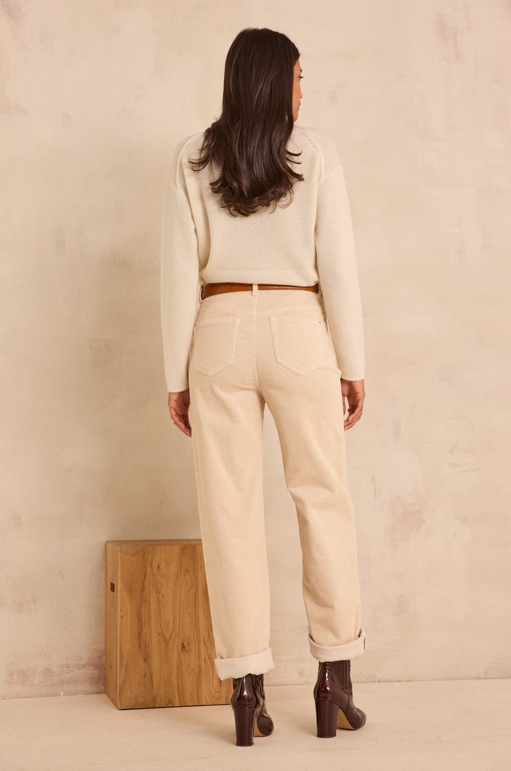 Loose cotton corduroy pants AGATHE;${refinementColor}