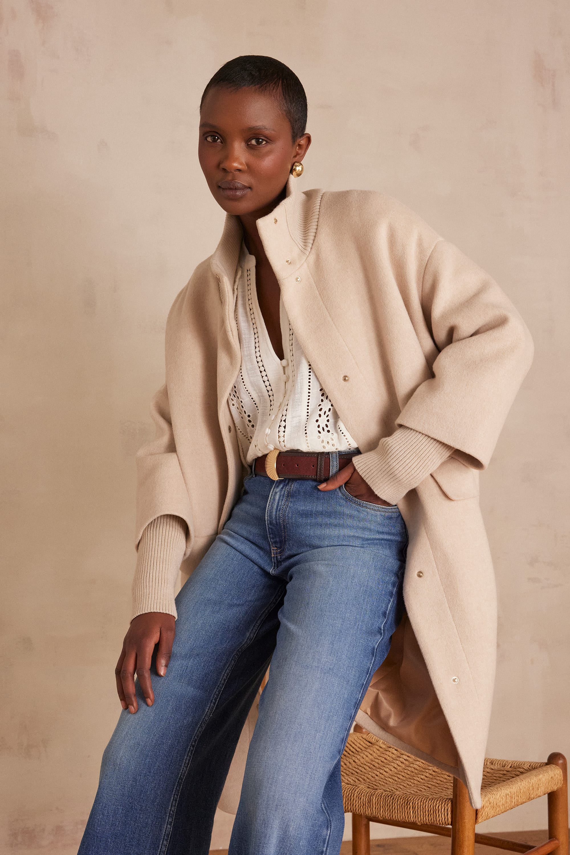 MAGDA wool coat woman | BEIGE | Maison 123