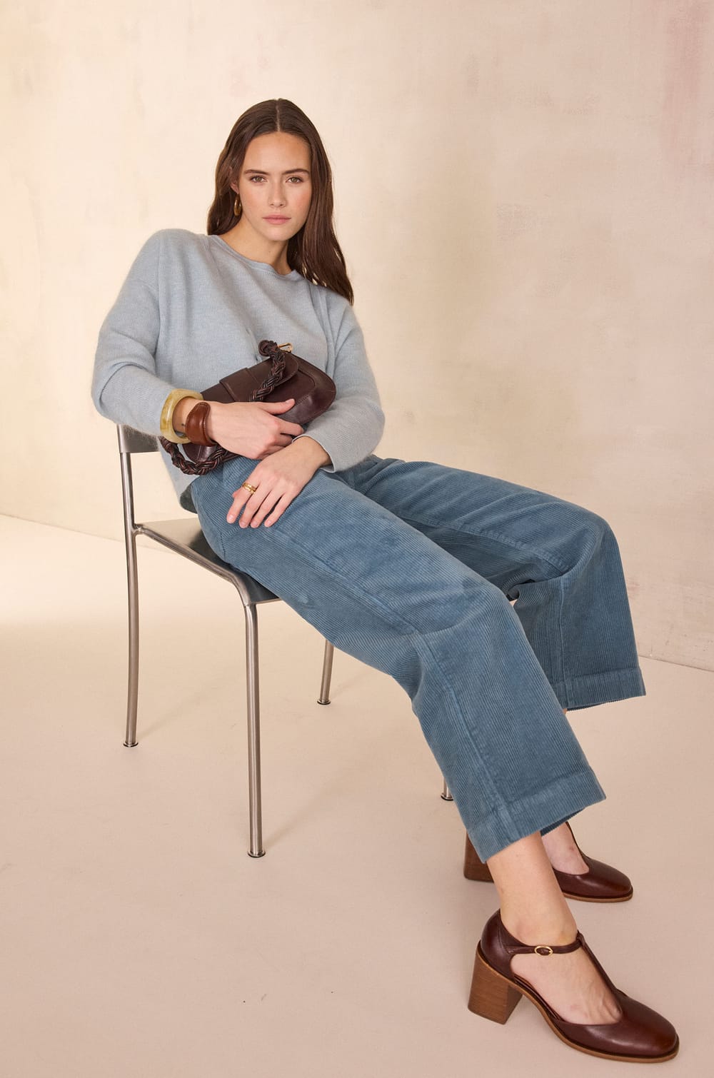 SELYNA corduroy chino trousers;${refinementColor}