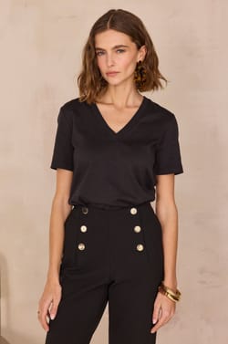 V-neck T-shirt in 100% cotton DANA;${refinementColor}