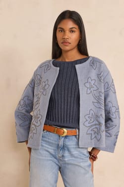 Embroidered long sleeve cotton jacket VITALIE;${refinementColor}