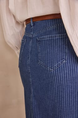 BIRDY cotton skirt with fine stripes;${refinementColor}