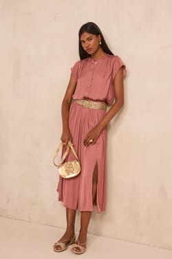 Jupe longue satin&eacute;e Juliana;${refinementColor}