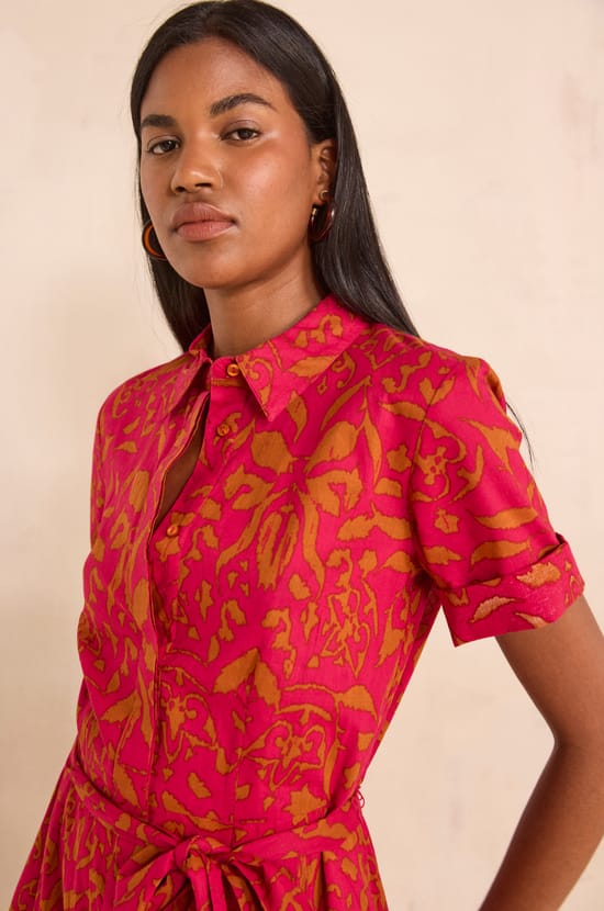 PALMA printed cotton straight dress;${refinementColor}