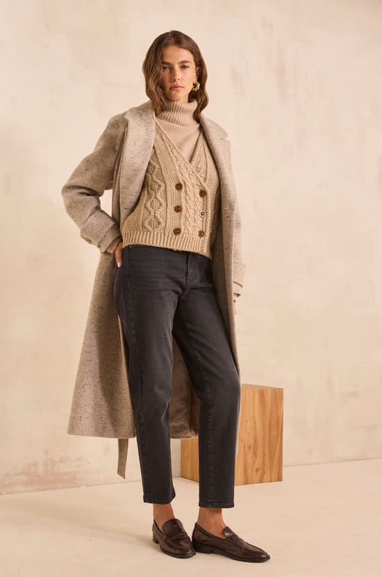 Sleeveless cotton and wool blend sweater AMEL;${refinementColor}