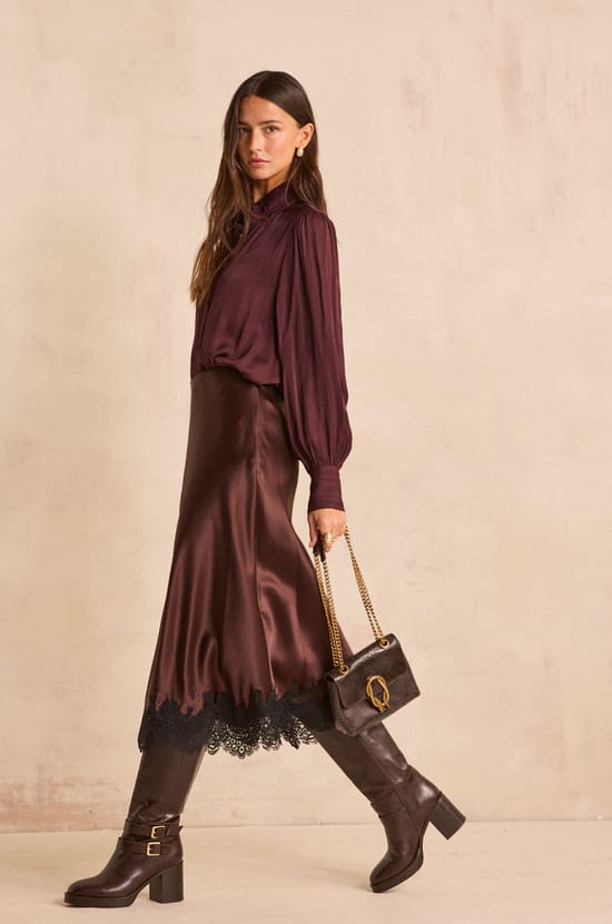 aubergine lace skirt ODILE;${refinementColor}
