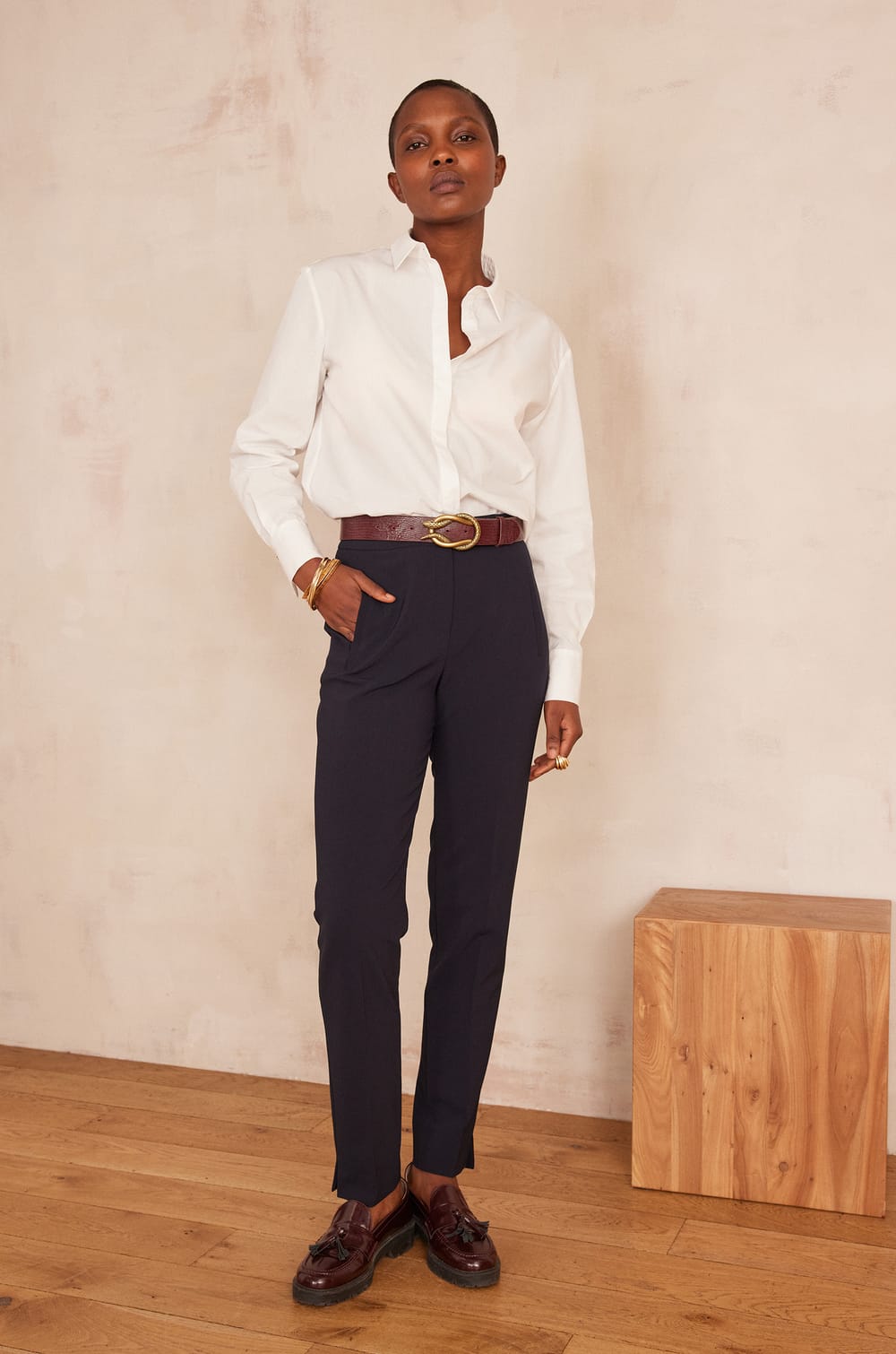 LARA cigarette tailored trousers;${refinementColor}