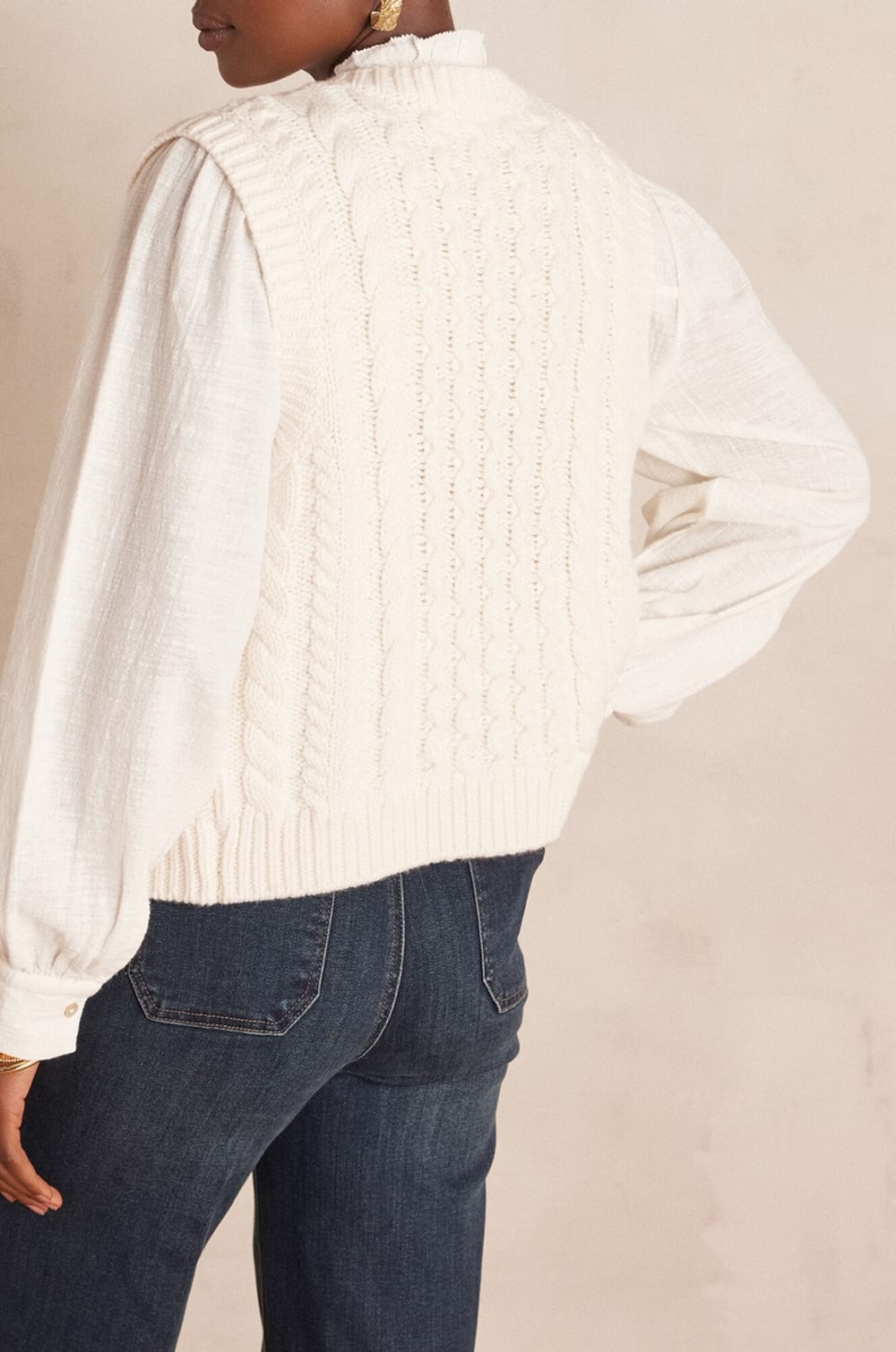 Gilet sans manches BIXENTE en laine torsad&eacute;e;${refinementColor}