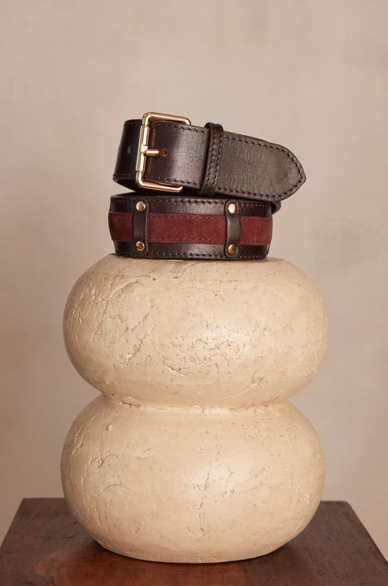 LEONARD leather Belt;${refinementColor}