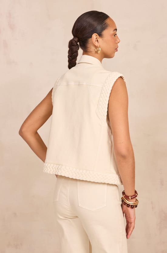 VANESSA braided sleeveless jacket;${refinementColor}