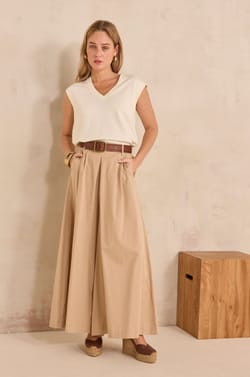 LYNA linen blend sleeveless T-shirt;${refinementColor}
