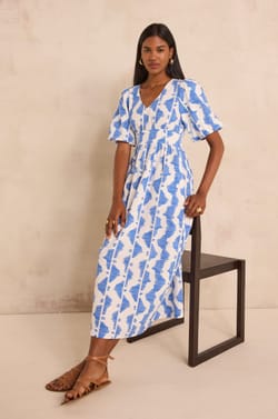Printed cotton trapeze dress POLLYNA;${refinementColor}