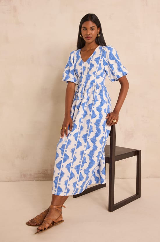 Printed cotton trapeze dress POLLYNA;${refinementColor}