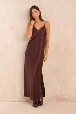 Straight satin dress REFLECTION;${refinementColor}