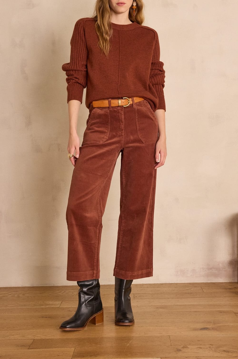 Pantalon SELYNA en velours de coton;${refinementColor}