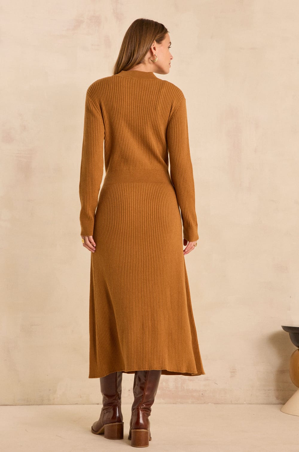 Slim fit mixed wool knit dress PAMELA;${refinementColor}