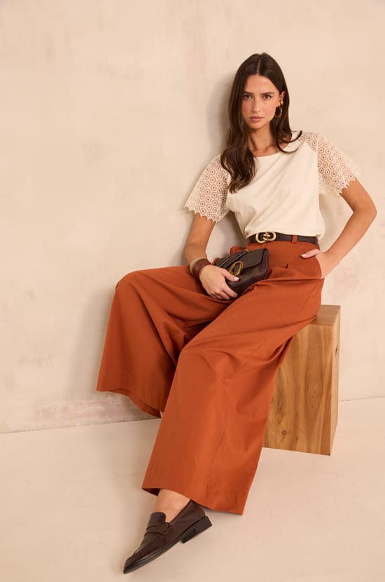 Embroidered short-sleeve cotton T-shirt TRACY;${refinementColor}