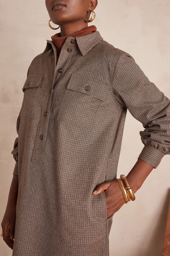 Robe MARLINE motif pied de poule;${refinementColor}